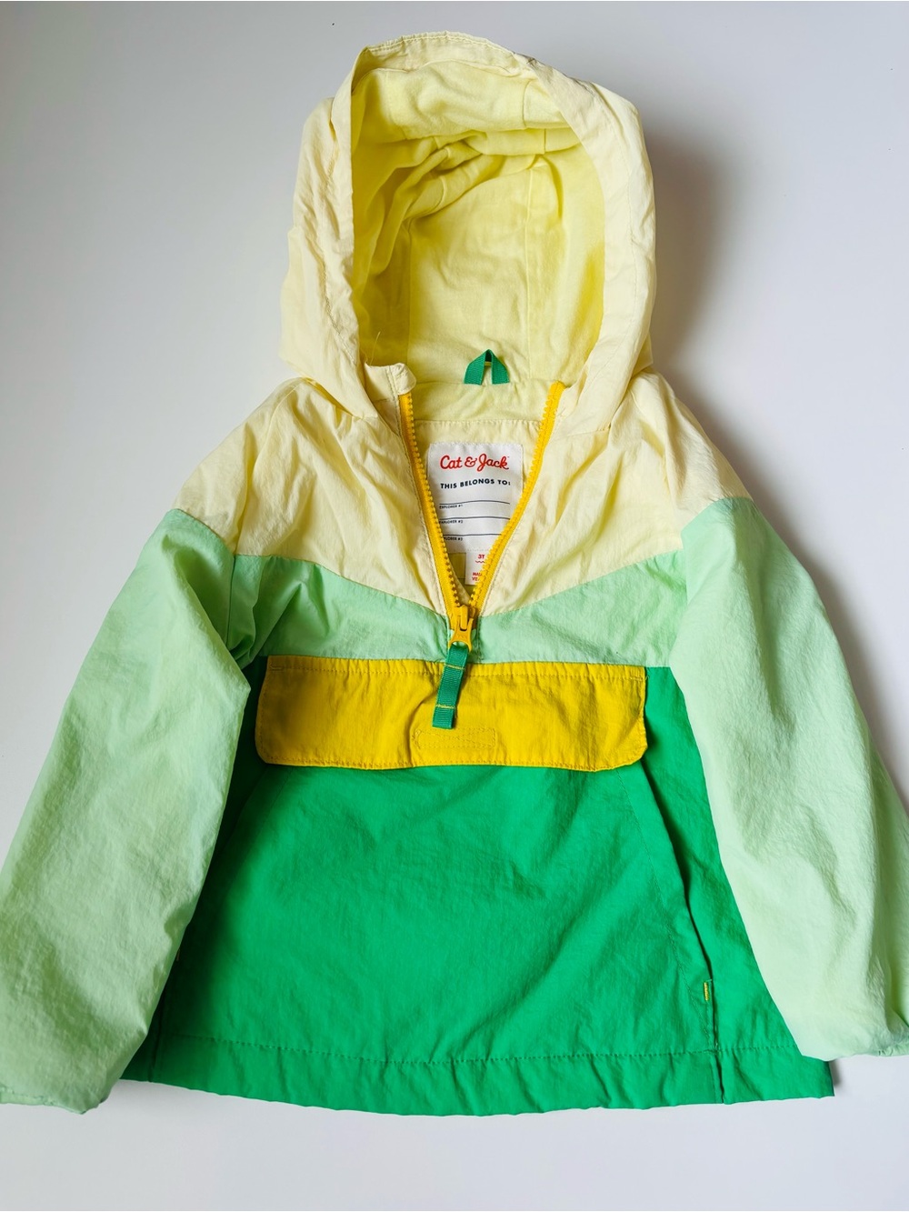 Cat & Jack Yellow, Light Green, Green Colorblock Hooded Pullover